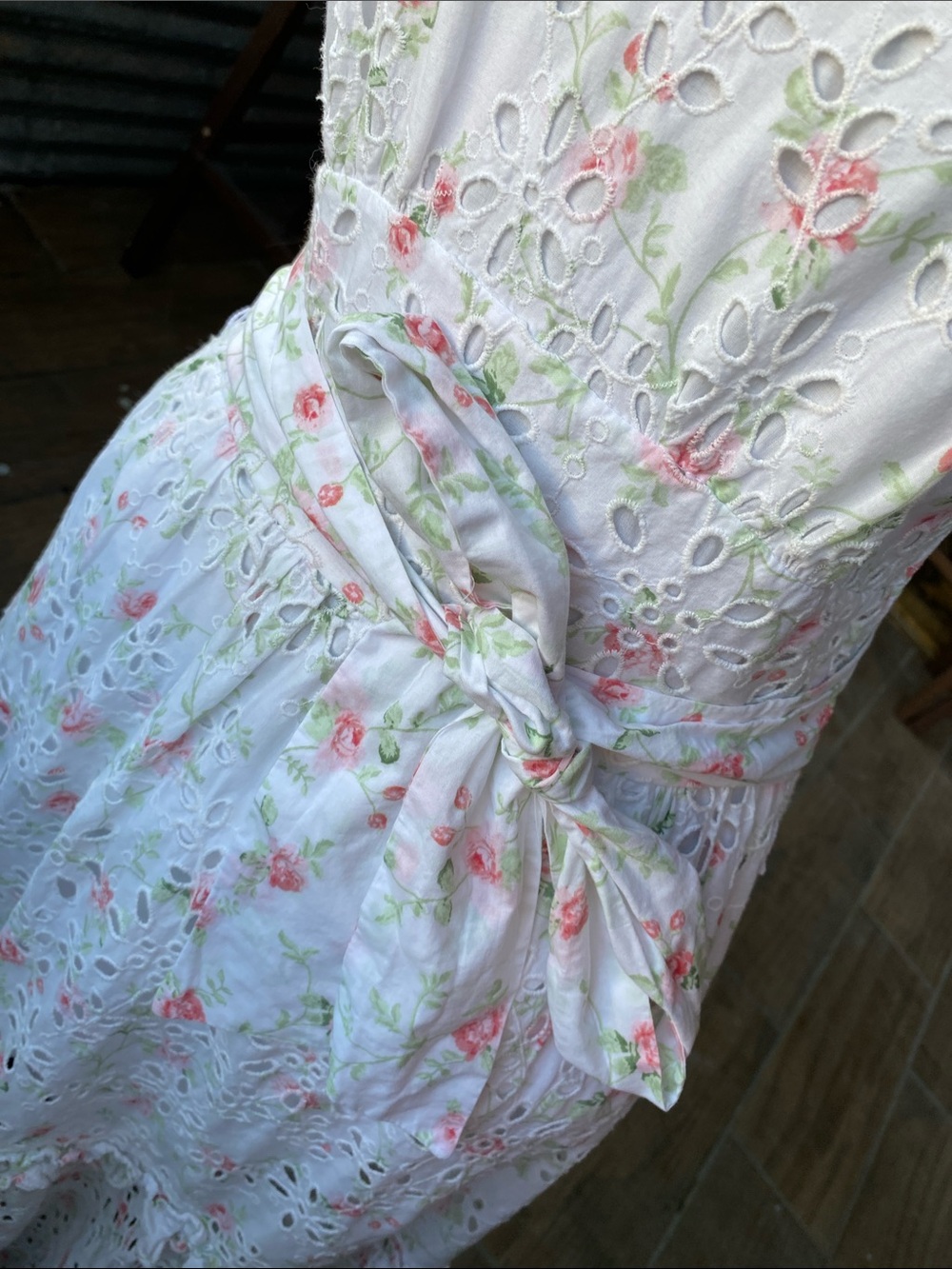 LoveShackFancy White Maxi Dress with Pink Floral Embroidery - Picture 5 of 5